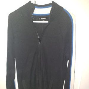 NWT Zip Up Navy and white Striped Sweater